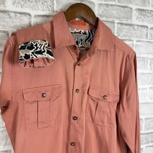 Ted Baker London Dusty Peach Double Pocket Flip Cuff Button Up Shirt Mens 3/ LRG